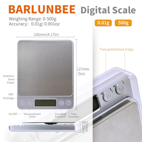 Gram Scale,Capacity 500g Accuracy 0.01g Mini Food Scales Digital Weight Grams and Oz,Small Kitchen High Precision for Espresso,Baking,Jewelry,Soap Making,Silver - color: Silver