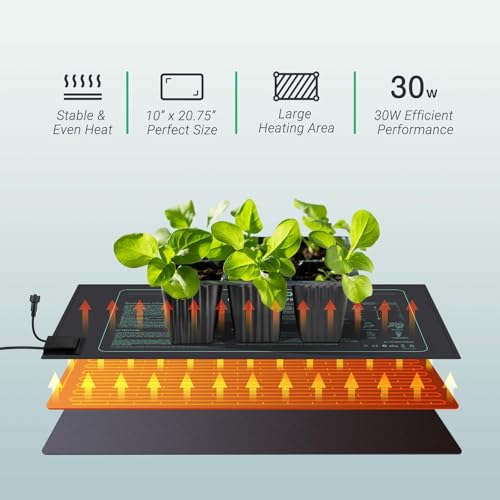 LUXBIRD 4 Pack Seedling Heat Mats with Digital Thermostat Controller, 10" x 20.75" Waterproof for Seed Starting, Germination, Hydroponics, Brewing, Breeding, Greenhouses (LB-HT04) - size: 4 Pack-10x20.75