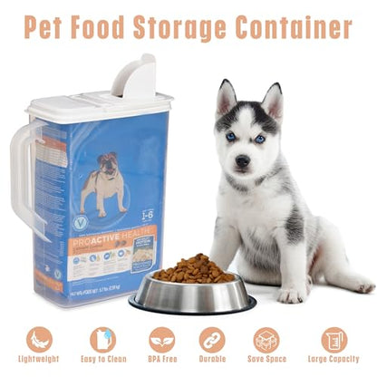 Buddeez Pet Food Storage Container 8 Quart Capacity Bird Seed Container | 8qt, keeps kibble fresh, durable, easy-pour lid, dog food container with handle, buddeez containers - color: White Lid, size: 1 Pack (8 Quart)