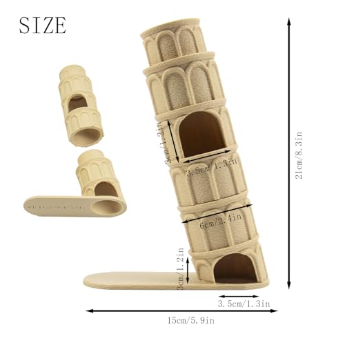 Reptile Climbing Branch Habitat Decor Lizard Basking Platform and Hideout 3D Printed Leaning Tower of Pisa for Leopard Gecko, Bearded Dragon, Snake, and Small Amphibians
