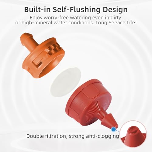30PCS 3 GPH Pressure Compensating Drip Irrigation Spot Watering Drippers/Emitters, Self-Cleaning Constant Flow Drip Irrigation Emitters Heads Irrigation Drippers Parts for Drip Irrigation System - color: 30PCS, size: 3 GPH