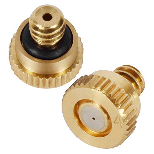 KUWAN 0.016" Orifice (0.4mm) Thread UNC 10/24 Brass Misting Nozzles 20PCS | Low Pressure Atomizing Misting Sprayer Water Hose Nozzle for Greenhouse, Landscaping, Outdoor Cooling Mister System - color: 20PCS