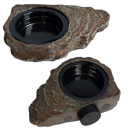 Magnetic Gecko Feeding Ledge, Reptile Food Dish with 3PCS Feeding Cups Crested Gecko Feeder Ledge Water Bowl for Lizard Chameleon Bearded Dragon Tank Accessories - size: Small
