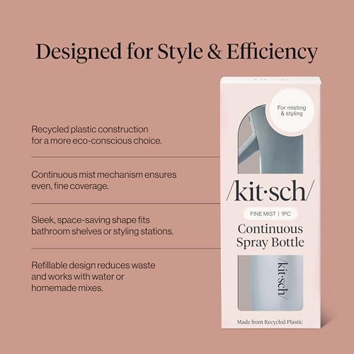 Kitsch Continuous Spray Bottle for Hair – Haze Blue, 150ml | Fine Mister Spray Bottle & Water Spray Bottle – Recycled Hair Spray Bottle – Spray Bottles for Cleaning, Styling, & More - color: Haze Blue
