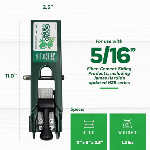 PacTool Gecko Gauge Kit w/Pouch - Fiber Cement Siding & Hardie HZ6 | For 5/16" fiber cement siding including James Hardie HZ5. Lap siding gauge with mounting clips & storage pouch included. - size: "5/16” Thickness for Hardie Siding with Pouch, style: STA