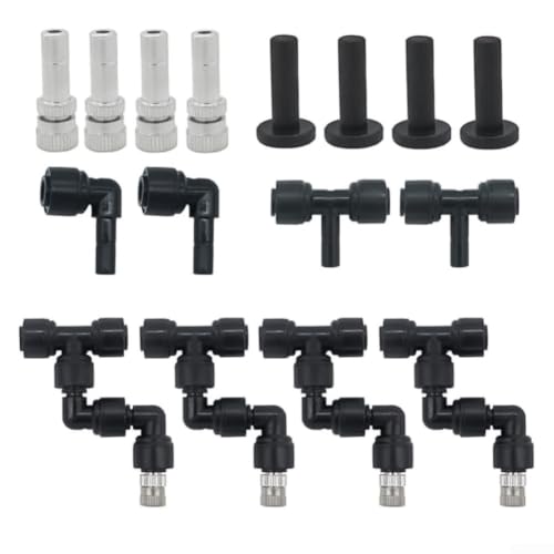 Reptile Misting Nozzles for Mister Systems, 360 Degree Rotation Spray Heads with 1/4 Inch Tubing Connectors, DIY Fogging Kit for Terrarium Greenhouse Garden Humidification