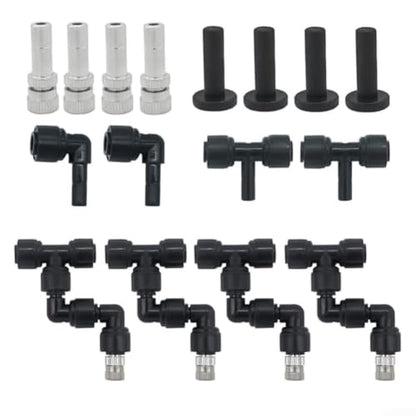 Reptile Misting Nozzles for Mister Systems, 360 Degree Rotation Spray Heads with 1/4 Inch Tubing Connectors, DIY Fogging Kit for Terrarium Greenhouse Garden Humidification