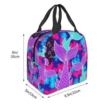 Men Mermaid Tail Print Insulated Lunch Box Thermal | Mermaid Tail Purple, Oxford Leakproof Cooler Bag, Adjustable Shoulder Strap for Camping & Office - color: Pattern (847)