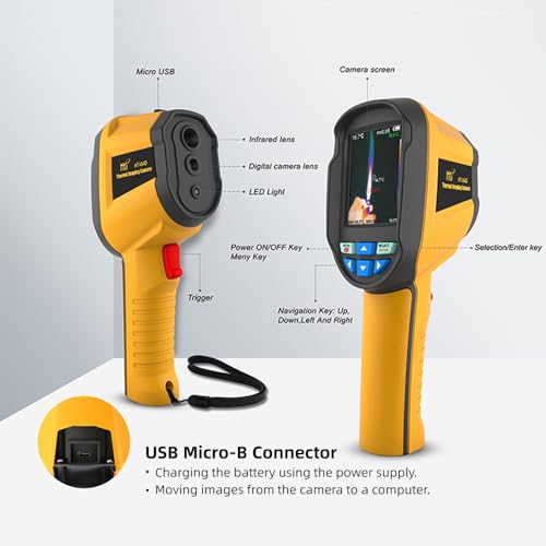 HT-04D Thermal Imaging Camera, 160 x 120 IR Resolution/19200 Pixels, 25Hz Refresh Rate, Portable Handheld Infrared Thermal Imager with Laser Pointer, -4°F~1022°F Temperature Range 2.8in Screen - size: HT04D:IR Camera