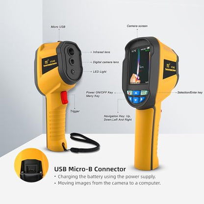 HT-04D Thermal Imaging Camera, 160 x 120 IR Resolution/19200 Pixels, 25Hz Refresh Rate, Portable Handheld Infrared Thermal Imager with Laser Pointer, -4°F~1022°F Temperature Range 2.8in Screen - size: HT04D:IR Camera