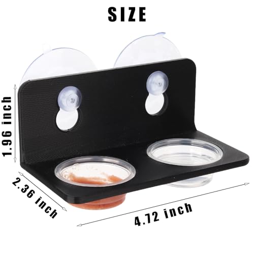 Crested Gecko Feeding Ledge with 10PCS Reptile Food Cups - Black - color: Black