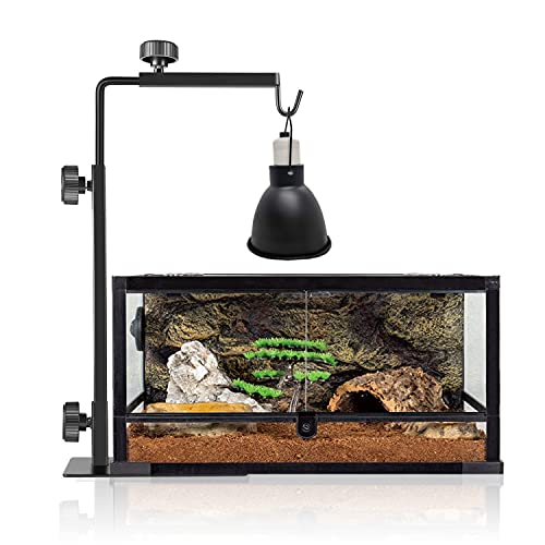 Reptile Heat Lamp Stand, Adjustable 16"- 31" H, Sturdy Metal Light Holder | Holds Dual Lampshades, Widely Compatible for Bearded Dragons, Turtles, Snakes & Terrariums (10-120 gal) - size: Large (Pack of 1)