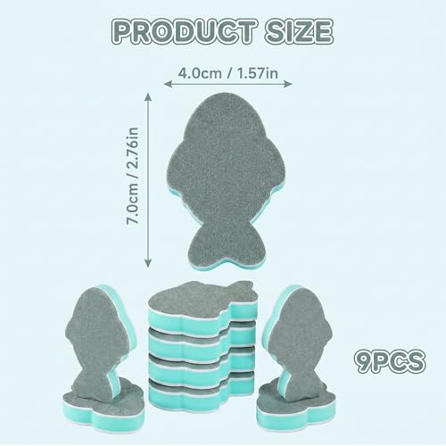 9PCS Fish Tank Scrubber, Aquarium Glass Cleaner Reusable Pads, Effective Tool for Fish Tank Glass Cleaning, Fish Tank Cleaning Brush