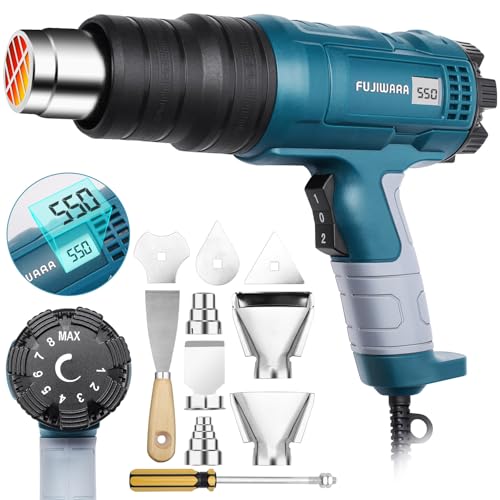 Heat Gun Kit 1500W Variable Temperature with Digital Display,5 Nozzles,Hot Air Gun 122℉-1112℉,Fast Heating for DIY Shrink PVC Tubing/Wrapping/Crafts,Stripping Paint(1500W LCD Digital Display) - color: 1500w Lcd Digital Display