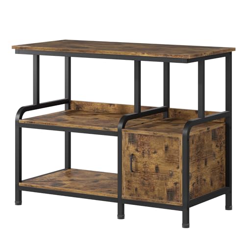 20-29-37 Gallon Tank Stand，750 lbs Capacity 29 Gallon Aquarium Stand，Heavy-Duty 3-Level Reptile Stand with Built-in Storage，36.8×15.7×31.5" Steel Terrarium Rack，Retro Brown