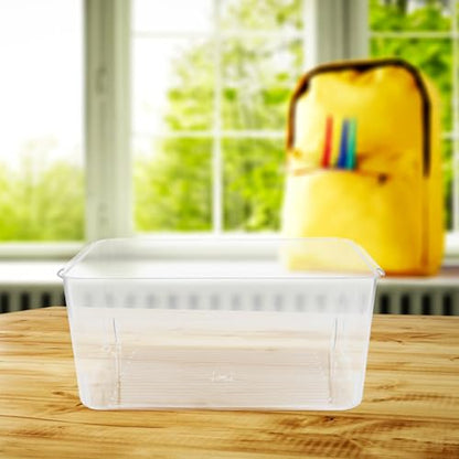 Desktop Aquarium Tank with Shatterproof Plastic, Rectangular Tortoise and Betta Fish Habitat with Lid, Small Reptile Terrarium for Home and Office Ecosystem