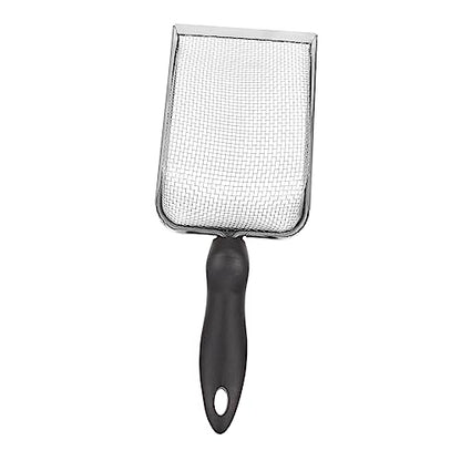 Hemoton 1Pc Stainless Steel Reptile Sand Shovel with Filtering Mesh Ergonomic Design for Easy Excrement Cleanup Terrariums for Turtles Lizards and Other Reptiles
