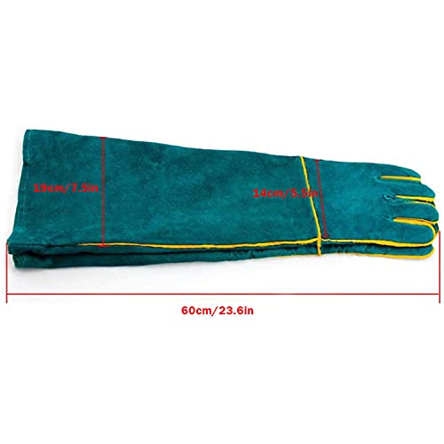 Animal Handling Gloves - 60CM Durable Bite & Scratch Resistant Gloves for Bathing, Grooming, Welding, Handling Dogs, Cats, Birds, Snakes, Parrots, Lizards, Reptiles - color: Green, 60 Cm