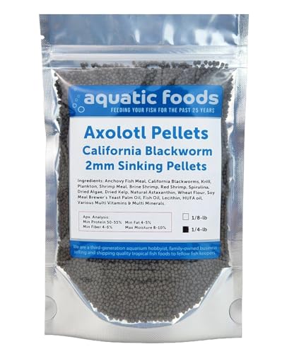 2mm-1/16" Axolotl Blackworm Sinking Pellets .... 1/4-lb Pouch Bag | 2mm California Blackworm Sinking Pellets for Small Axolotl, Frogs, Shrimp, Salamanders, Newts, Snails - size: 4 Ounce (Pack of 1)