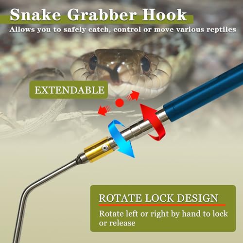 22" 64" Snake Hook Reptile Catcher Stick Tongs Rattlesnakes Grabber Pick-up Handling Tool Kit for Catching Controlling or Moving Python Copperhead (Small Snake Hook - Blue) - color: Small Snake Hook - Blue