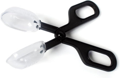 Black Reptile Feeding Scooper with Spoon-Shaped Tips, Terrarium Cleaning Tool for Snakes, Lizards, Tarantulas, Amphibians