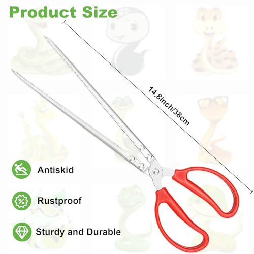 Snake Feeding Tongs,14.8 Inch Straight Mouth Reptile Feeding Tongs,Heavy Duty Snake Feeding Tongs for Corn Ball Python Accessories,Bearded Dragon Reptile Tanks Terrarium Accessories Supplies