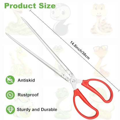 Snake Feeding Tongs,14.8 Inch Straight Mouth Reptile Feeding Tongs,Heavy Duty Snake Feeding Tongs for Corn Ball Python Accessories,Bearded Dragon Reptile Tanks Terrarium Accessories Supplies