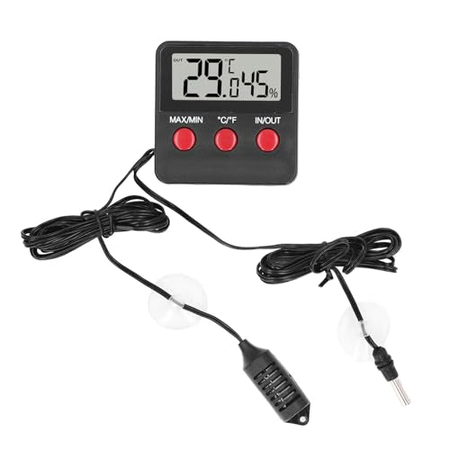 Temperature Humidity Meter, Digital Hygrometer with 2 External Probes Dual Display for Reptile Terrarium Incubator Aquarium