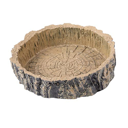 Mipcase Tortoise Hide Gecko Accessories Reptile Supplies Resin Feeding Bowl Natural Tree Stump Shape Reptile Food Storage Container Water Feeder