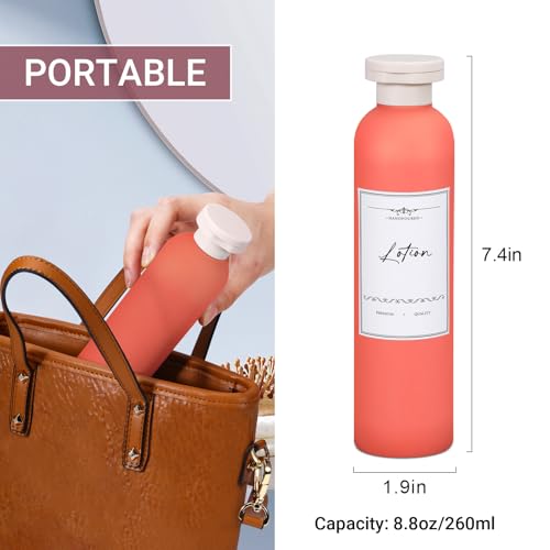 Travel Shampoo Bottle, Empty Plastic Squeeze Bottles 8.8oz with Flip Cap, Lotion Container for Toiletries Travel Size Shampoo and Conditioner - color: Orange+yellow+light Blue