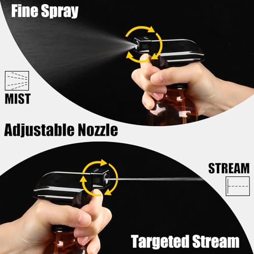 Spray Bottles 2 Pack 10 oz Refillable Plastic Squirt Bottle for Liquid | Fine Mist Water Spray Bottle with Adjustable Stream Nozzle BPA-free Spray Bottle for Hair, Plant, Cleaning, Pet Training - color: Frosted & Amber