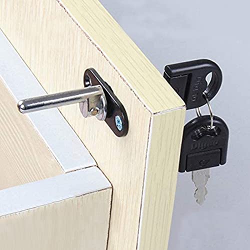 HOWDIA 2 Pcs Drawer Lock Cabinet Locks with Keys, Zinc Alloy Desk Locks File Cabinet Lock for Furniture Locker Showcase, Locking Rod Length 40mm, Cylinder Diameter 16mm (Black, Keyed Different) - size: 16mm - Keyed Different