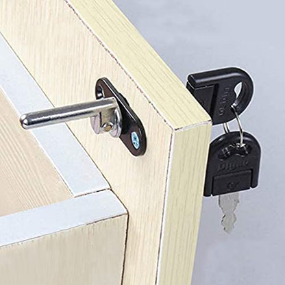 HOWDIA 2 Pcs Drawer Lock Cabinet Locks with Keys, Zinc Alloy Desk Locks File Cabinet Lock for Furniture Locker Showcase, Locking Rod Length 40mm, Cylinder Diameter 16mm (Black, Keyed Different) - size: 16mm - Keyed Different