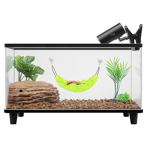 Gecko Tank Accessories, Reptile Hammock with Elastic Rope and Suction Cups, Terrarium Accessories for Crested Gecko, Leopard Gecko, Little Snake - color: Green