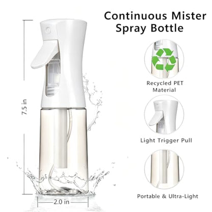 3 Pack Spray Bottles, 2-Pack Continuous Spray Bottles,Fine Water Mist Spray Bottles for Hair 6.8 OZ (200 ML) and 1oz 30ml Travel Spray Bottle Mister for Cleaning,Hairstyling,Plants,Barbers,White Black - color: White Black