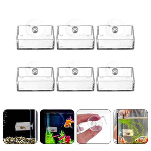 GANAZONO 6pcs Reptiles Food Dishes Feeder Bowls Square Dishes Trays Fish Tank Suction Cups Shrimp Feeder Aquarium Accessories