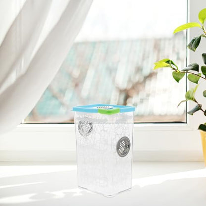 Jumping Spider Enclosure and Small Reptile Habitat Box, Plastic Feeding Terrarium for Frogs, Turtles, Bearded Dragons, and Chameleons, Compact Micro Vivarium for Home and Office