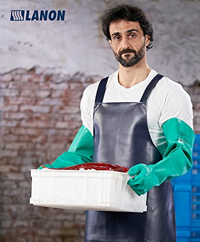 LANON 18" Long Nitrile Chemical Resistant Gloves,Unlined,Green,Large | Heavy-Duty Work,Cleaning,Dishwashing,Waterproof,Reusable,Comfortable,Durable,Non-Slip,Latex Free,Acid,Alkali & Oil Protection - size: Large (Pack of 1)