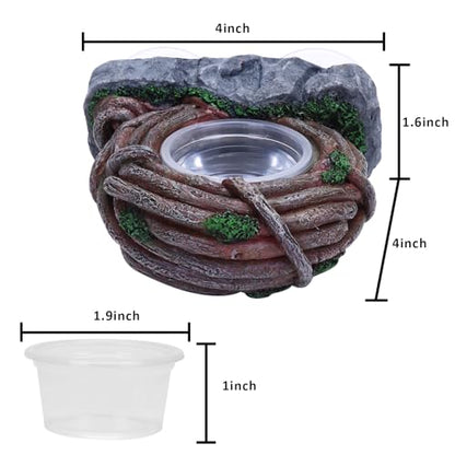 AIICIOO Vine Reptile Feeding Ledge Pet Food Bowl Water Dish Amphibian Feeder Bowl Reptile Terrarium Decor for Bearded Dragon Lizard Snake Frog Gecko Tortoise Hermit Crab - size: Vine Single Feeder