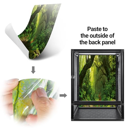 REPTI ZOO 18" x 18" x 24" Front Opening Chameleon Cage with 3-Sided Metal Mesh, 34 Gallon Screen Vertical Terrarium with Background Sticker, Tall Enclosure for Chameleon, Tree Frog, Arboreal Reptiles - size: 18" x 18" x 24"