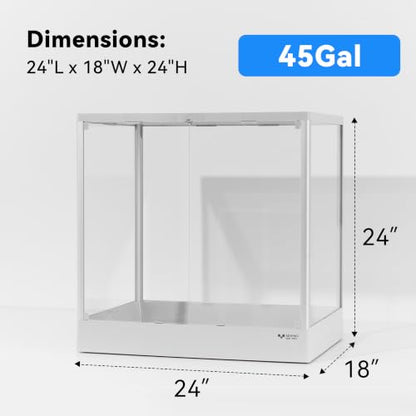 Reptile Glass Terrarium 24"x18"x24" 45 Gallon Knock-Down Dual-Locking Security Mesh Ventilation Durable Aluminum Frame Modern Design - size: 24x18x24"