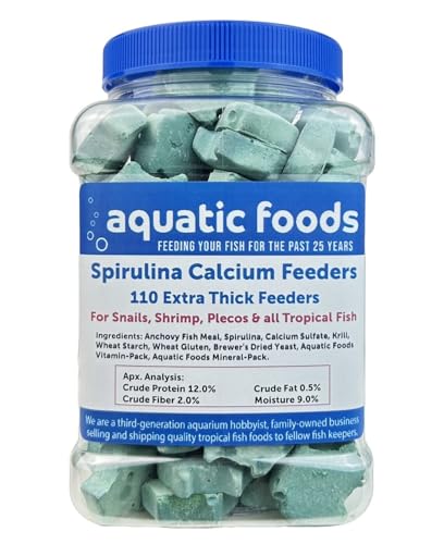 Spirulina Enriched Calcium Feeders... 110ct Medium Jar | For Shrimp, For Snails, For Crabs, Crayfish, Pleco, Catfish, For All Tropical Fish - size: 110 Count (Pack of 1)