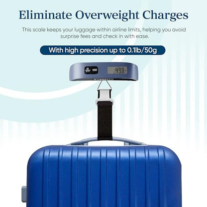 Etekcity Luggage Scale, Digital Suitcase Weight Scale for Travel, 110 lb | Travel Essentials, Air Travel, Suitcase, Hanging Hook, Rubber Grip, Battery Included, Easy-to-Read Display - color: Bright Blue