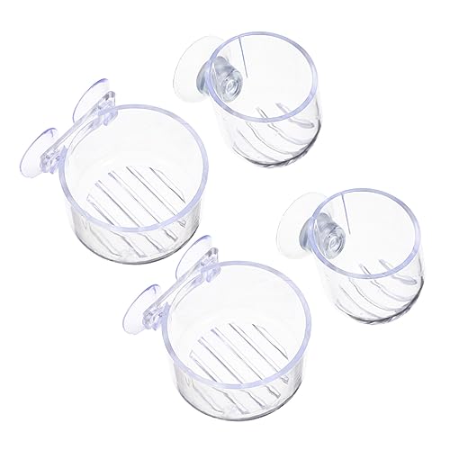 Toddmomy 4Pcs Aquarium Plant Cups with Suction Holders Red Worm Bloodworm Feeder Fish Tank Feeding Dish for Aquatic Plant Care and Fish Feeding Acrylic Easy Clean