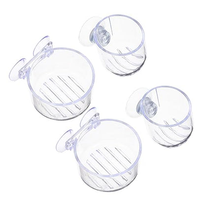 Toddmomy 4Pcs Aquarium Plant Cups with Suction Holders Red Worm Bloodworm Feeder Fish Tank Feeding Dish for Aquatic Plant Care and Fish Feeding Acrylic Easy Clean