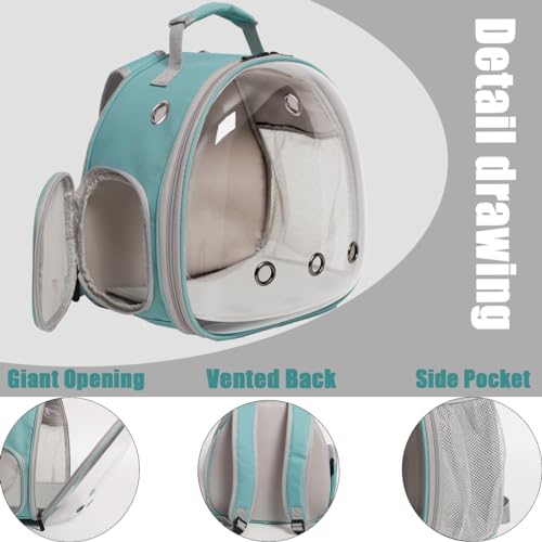 Hamster Backpack Carrier, Bearded Dragon Carrier Backpack with Clear Bubble Window,Small Animal Travel Backpack for Sugar Glider Hedgehog Rat Parrot, Airline Approved (Blue, Backpack) - color: Blue