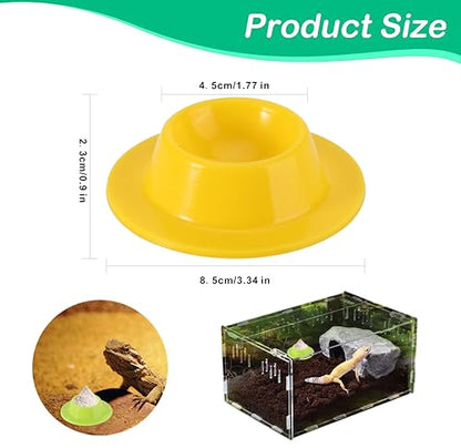 2 Pcs Color Gecko Calcium Dish,Lizard Gecko Bearded Dragon Chameleon Water Feeding Bowl,Small Reptile Food Dish,Reptile Terrarium Tank Accessories(Green+Yellow)