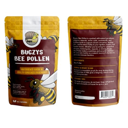 BugzyBugs Bee Pollen All-Natural Nutrient-Rich Supplement for Bearded Dragons, Reptiles, Isopods & Amphibians Mineral & Vitamin Booster