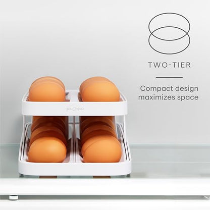 YouCopia RollDown® Egg Dispenser, Rolling Eggs Dispenser and Organizer for Refrigerator Storage, Double Track - size: Egg Dispenser, Double Track