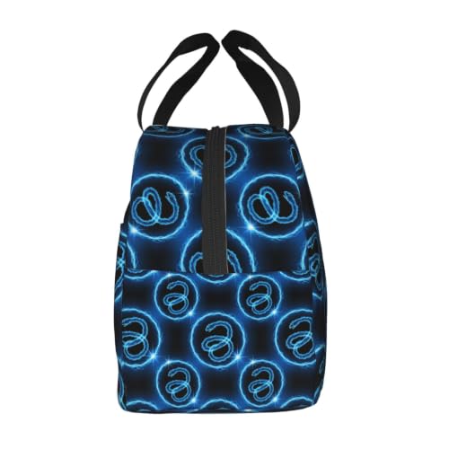 Unisex Snake Print Insulated Lunch Bag Thermal | Blue Snake Pattern, Reusable EVA Leakproof Tote, Compact Size for Gym, Beach & Office - color: Pattern (868)